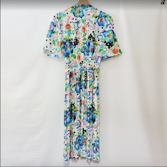 Leo Danal Vintage Belted Short Sleeve Button Down Celebration Dress - Picture 9 of 12